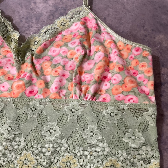 Bralette Lace Cami Mint Green Floral Set Size Large - Picture 4 of 14